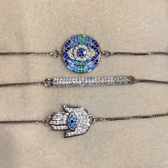 eye candy Jewelry Arm Candy By Eye Candy 3pc 24kt Gp Evil Eye Hamsa